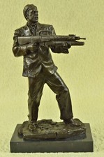 Cool Scar Face Bust Male Man with Gun Bronze Sculpture Home Office Decoration picture