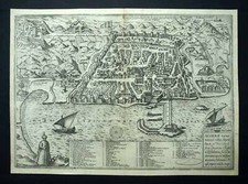 Old Geographic Map Braun And Hogenberg The City Of Algiers 1572 ANTIC MAP picture