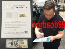 ELON MUSK SPACEX TESLA SIGNED $100 DOLLAR BILL w/EXACT VIDEO PROOF & BECKETT COA picture