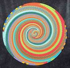 Crazy Tweed Swirl African Zulu Telephone Wire Basket/Platter LARGE - Kwanzaa picture