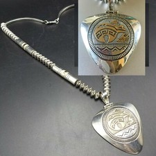 JACK TOM Sterling Silver and 14K GOLD Navajo Pearls NECKLACE with Bear Fetish picture