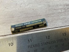 ORIGINAL 1948 REPUBLIC F-84 THUNDERJET AIRCRAFT DATA NAME PLATE picture
