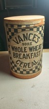 ANTIQUE & RARE 1930'S-40'S VANCE'S 100% WHOLE WHEAT BREAKFAST CEREAL CONTAINER picture