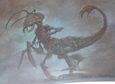 BERNIE WRIGHTSON original art, INSECTATOID, Signed, 11x15, Horror, Insect, Rip picture