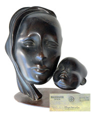 ✅1930 AUSTRIA VIENNA HAGENAUER WHW BRONZE STATUE ART DECO SCULPTURE MOTHER CHILD picture