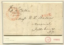 War Secretary John Henry Eaton Multiple Signed 1831 Free Frank STAMPLESS COVER picture