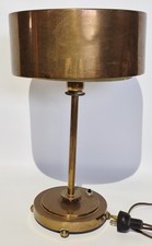 Art Deco 1930s 40s Machine Age Brass & Glass Side Table / Desk Modernist Lamp  picture