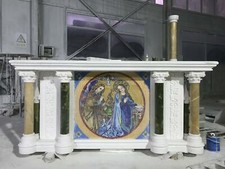 INCREDIBLE CARVED MARBLE MICRO MOSAIC CHURCH ALTAR - MAR87 picture