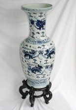 Giant Antique Chinese Blue and White Porcelain Pottery Vase STUNNING, RARE picture