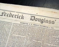 Rare 1854 FREDERICK DOUGLASS' NEWSPAPER Post North Star Slavery Slaves Abolition picture