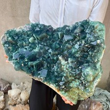 52.6lb Large NATURAL Green Cube FLUORITE Quartz Crystal Cluster Mineral Specimen picture