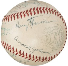 President Harry Truman Ty Cobb Jimmie Foxx Tris Speaker Signed Baseball PSA DNA picture