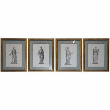 EXQUISITE SUITE OF FOUR 1800 BOUILLON COPPER PLATE ENGRAVED ROMAN STATUE PRINTS picture