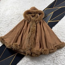 Balmain Hem Circumference 285Cm Fox Cashmere Poncho Genuine Fur Aa757 Women Rare picture