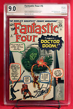 FANTASTIC FOUR #5 (1962) PGX 9.0 VF/NM 1st DOOM signed by writer STAN LEE +CGC picture