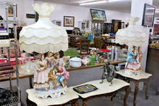 Set - 2 Gorgeous Vintage Victorian Capodimonte 45” Tall Lamp With Original Shade picture