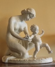 1938 Steiner Schaubach Mother Child Art Antique Wallendorf German Porcelain Nude picture
