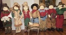 Vtg 3 ft Tall Cowboy Nativity plush RARE Christmas Mitchell Import TJ Collection picture