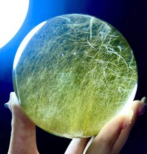 100mm Natural Rutilated crystal sphere quartz polished ball Reiki energy picture