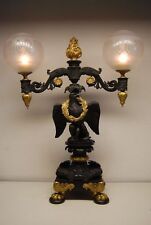 ANTIQUE FRENCH EMPIRE CAST BRONZE IMPERIAL EAGLE GAS LIGHT NEWEL POST GILT LAMP  picture
