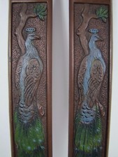 PEACOCK TREE OF LIFE JUDD Mfg Co Antique Decorative Arts Desk Blotter Ends picture