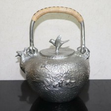 Kyusu Takaoka Craft Japanese Tin Tea pot Nami Chidori Animal Spout Japan picture