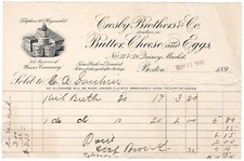 1899 CROSBY BROTHERS BUTTER CHEESE EGGS QUINCY MARKET WINSOR CREAMERY BILLHEAD picture