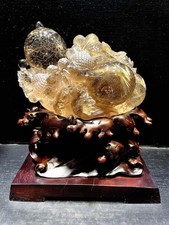8LB TOP Rare Natural golden Rutilated quartz crystal Mineral specimen Decor+base picture
