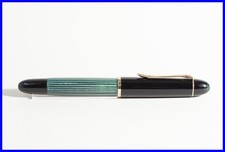 1964s Pelikan 140 Piston Fountain Pen Green Striped & Black w/ KM 14K Gold Nib picture