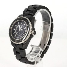 CHANEL J12 Ceramic 12 Diamonds 33mm Quartz Wristwatch Black H1625 w/Box Papers picture
