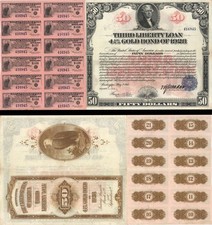 $50 1918 3rd Liberty Bond - Many Coupons Remain - 1918 dated U.S. Treasury Bon picture
