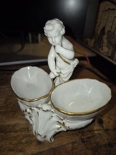 1873 Antique K.P.M. Salt Cellar Hand Painted with /Gold picture