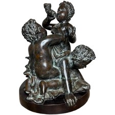 Bronze Group Call of the Triton Conch Sea Putti In the Manner of Claude Michel picture