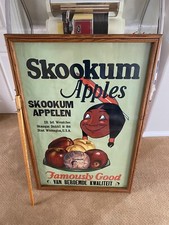Antique Advertising SKOOKUM Framed Cardboard Poster Old Store Sign 48x32” Circa picture