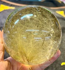 100mm Eye-Clean Natural Rutilated Quartz Sphere Rutile Crystal Ball Healing picture