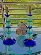 Pair Of Murano Table Lamps Carlo Nason Italian Table Lamps Venetian Glass Rare picture