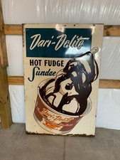 RARE RARE Large Vintage Dari-Delite Hot Fudge Sundae Advertising Sign picture