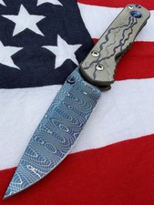 Chris Reeve Small Regular Sebenza Blue Spirograph Damascus Unique Graphic Handle picture