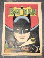 BATMAN BATMOBILE BATSIGNAL VINTAGE DC COMICS COVER PUBLISHED ORIGINAL ART 1965 picture