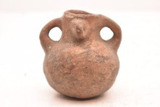 ATQ Pre Columbian Small Effigy Pottery Native American Mississippian Canteen Jug picture