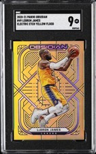 2020-21 PANINI OBSIDIAN EE YELLOW FLOOD #49 LEBRON JAMES SGC 9 picture