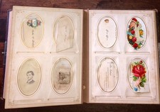 Large Photo Album 1860s 1880s 76 CDV Tintype Cabinet + Victorian Calling Cards picture