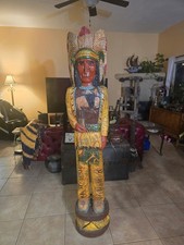 1970's Rare Vintage Frank Gallagher 6' Hand Carved Cigar Store Wooden Indian picture