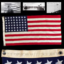 RARE WWII JAN 1944 D-Day Invasion Order 48 Star Ensign 11 Landing Craft MI Flag picture