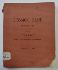 Rare RAPHAEL PUMPELLY 1892 Cosmos Club Washington By-Laws & Member Directory picture
