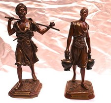 MAGNIFICENT PAIR OF FRENCH ORIENTALISM BRONZE STATUES BY MARCEL DEBUT, FOUNDARY picture