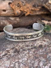 Beauford Dawahoya Hopi  Sterling Silver Animal Storyteller Cuff Bracelet 6.75” picture