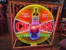 New Champion Spark Plugs Single-Sided Porcelain Neon Sign 60 IN Diameter picture