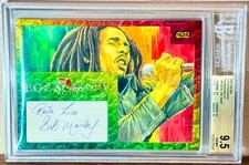 RARE - BOB MARLEY Autographed Signed Inscription 2015 The Bar Sketch 1/1 BGS 9.5 picture
