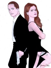 BRAD PITT ANGELINA JOLIE MR & MRS SMITH ORIGINAL ART BY COMIC ARTIST JAMES CHEN picture